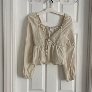 Elegant Beige Smocked Blouse